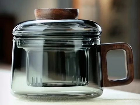 Tea brewer, glass, wood, 200 ml