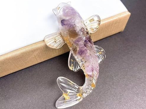 Karp koi, figurka herbaciana, żywica, 6x4 cm