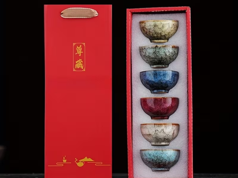 Tea cup set, ceramic, 6 pieces