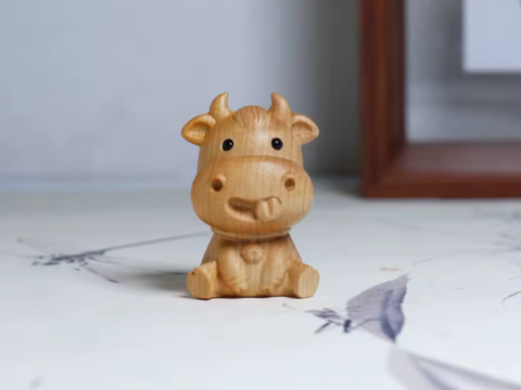 Бык, чайная фигурка, дерево, 4 см