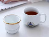Tea cup with strainer and lid, ceramic, 300 ml