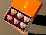 Set of ceramic teapots with floral motif, 6 PCS., 65 ml
