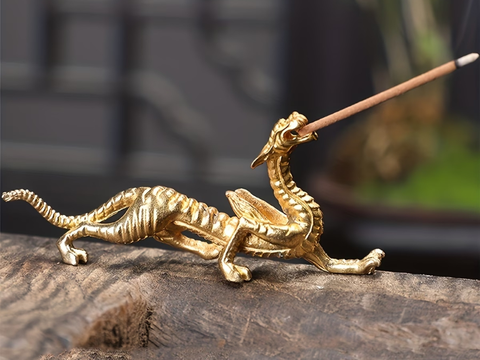 Podstawka na kadzidełka Smok, metal, 8x3 cm