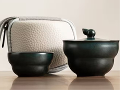 Zestaw do picia herbaty niebieski malachit, ceramika, 2 elementa