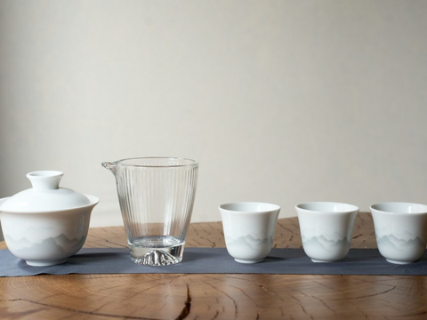 Zestaw do picia herbaty #249, ceramika, szkło, 5 elementów