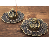 Podstawka na kadzidełka Budda Maitreya, metal, 4x9.5 cm