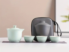 Tea utensil set, mint, 4 pieces, ceramic