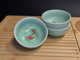 Tea bowl Carp, turquoise, 45 ml, poured ceramic