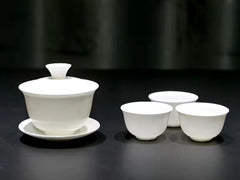 Zestaw naczyń do picia herbaty, biały, ceramika, 4 elementy