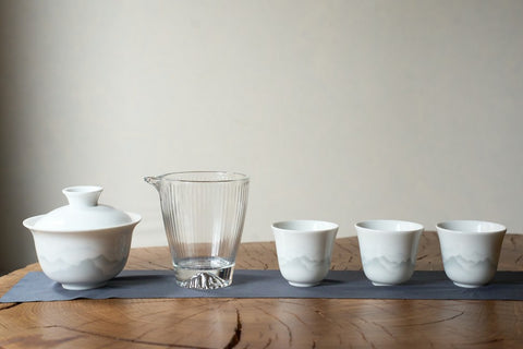 Tea set #249, ceramic, glass, 5 pieces