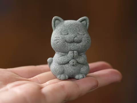 Kot, figurka herbaciana, kamień, 4x3 cm