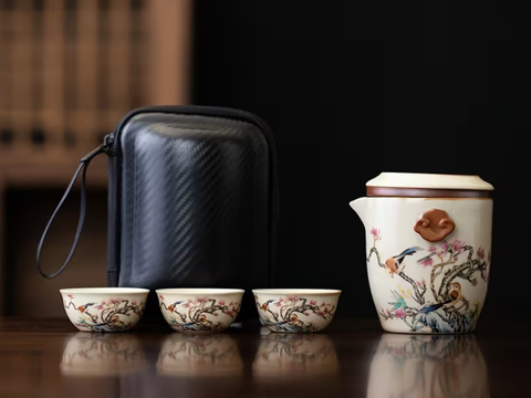 Zestaw do picia herbaty, ceramika, 4 elementa