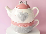 Teapot with cup, ceramic, 450 ml