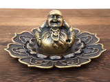 Podstawka na kadzidełka Budda Maitreya, metal, 4x9.5 cm