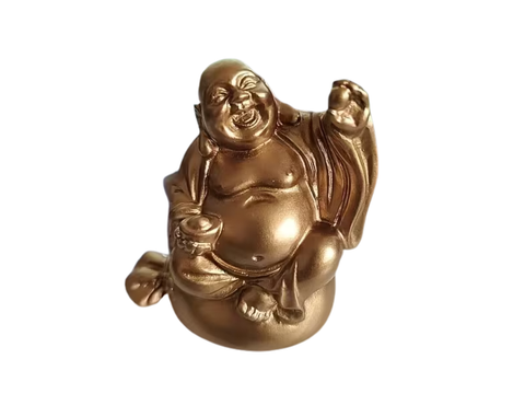 Budda Maitreya, figurka herbaciana, żywica, 5x3 cm