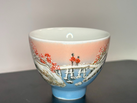 Czarka Zimowy pejzaż, ceramika Jingdezhen, 80 ml