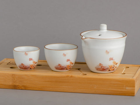 Tea set #149 camping, Zhu Yao ceramic, 3 pieces.