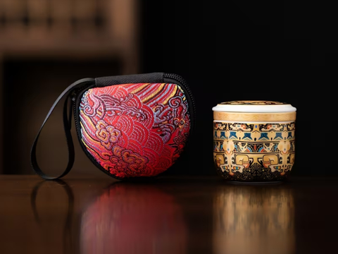 Tea bowl brewing tea with strainer and lid, ceramic, 100 ml