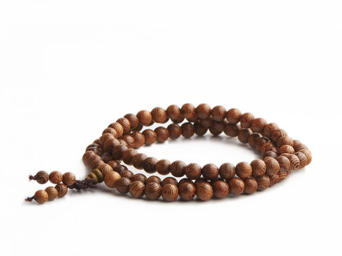 Różaniec #76, wykonany z drewna wenge (Millettia laurentii), 108 koralików