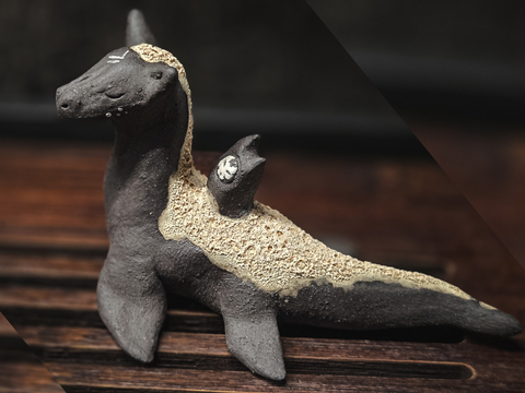 Nessie and the Lochling, tea pet, artistic ceramics