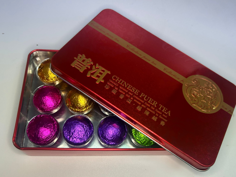 Zestaw prezentowy herbaty Shu Pu Erh (15 szt. x 5 gr.) w żelaznym pudełku